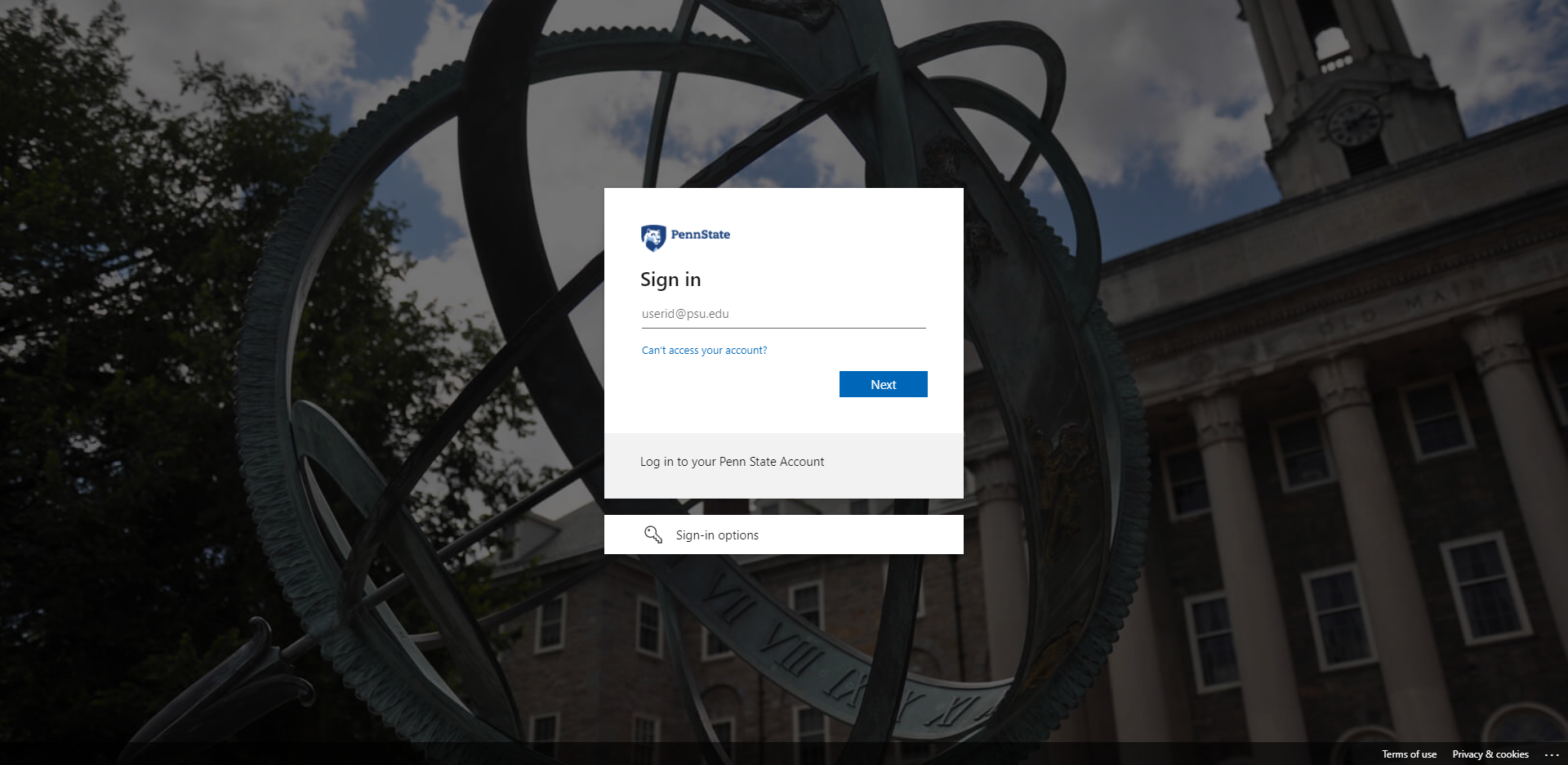 PSU WebAccess Login Screen